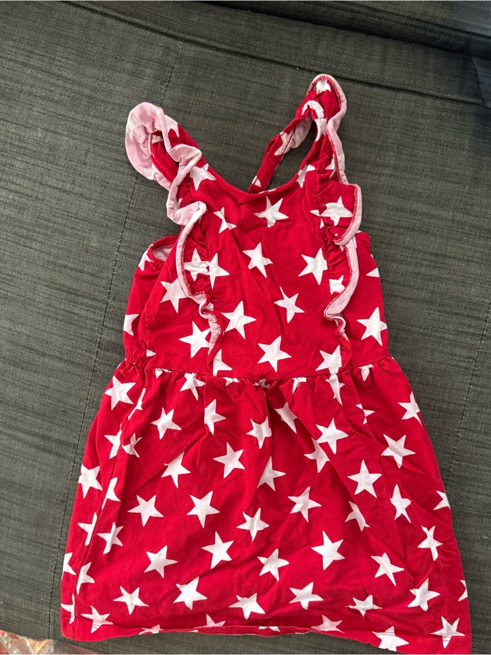 Carter's Patriotic Print Ruffle Strap Dress, 4th of July. 5T